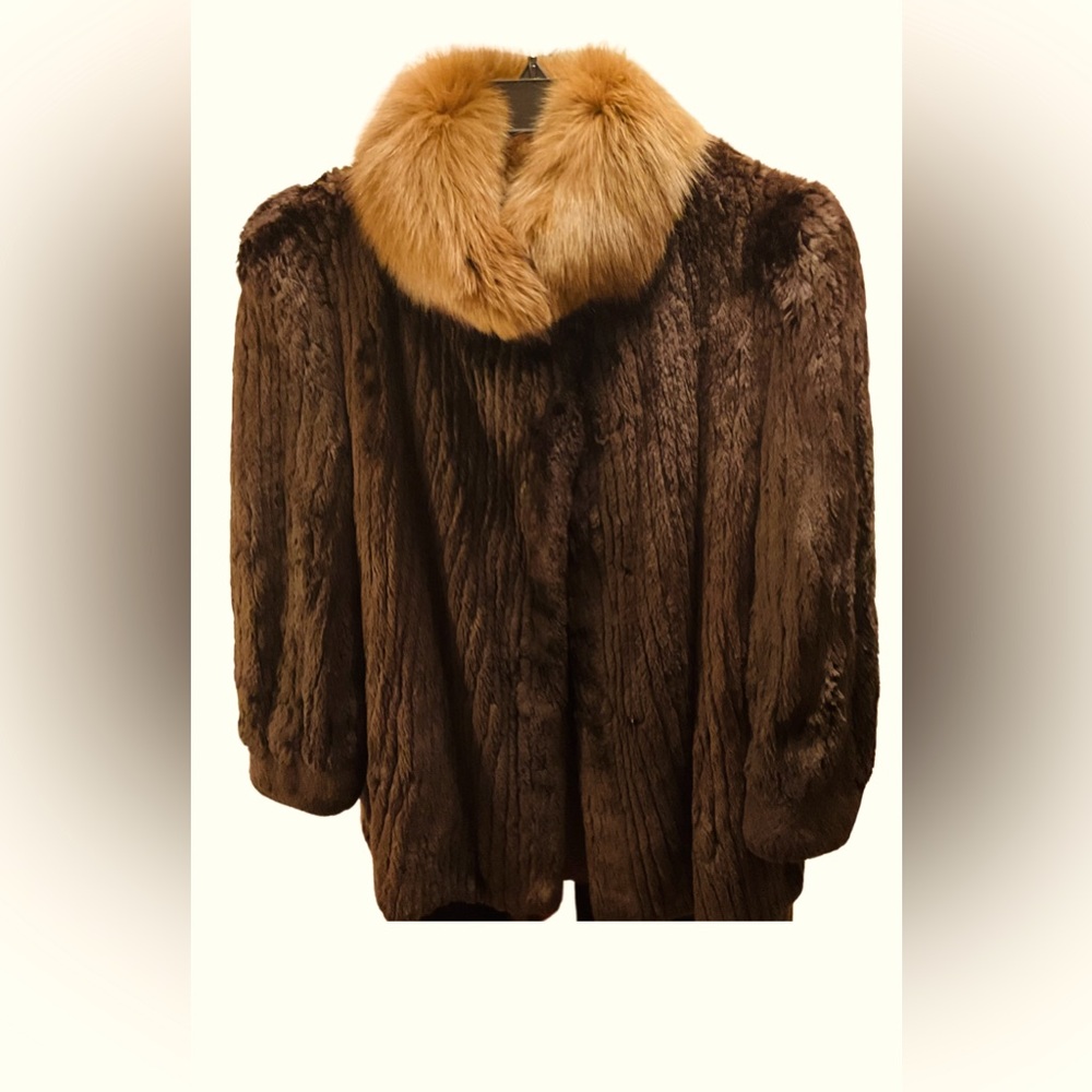Deep Chocolate MINK Jacket with Carmel FOX Collar